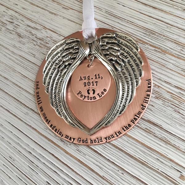 Large Copper Hand Stamped Memorial Ornament - SoulCysterCreations