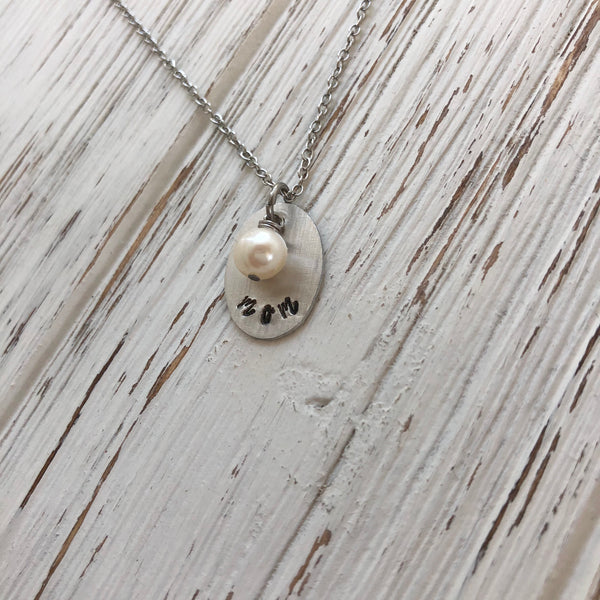 Hand Stamped Mom Necklace - SoulCysterCreations