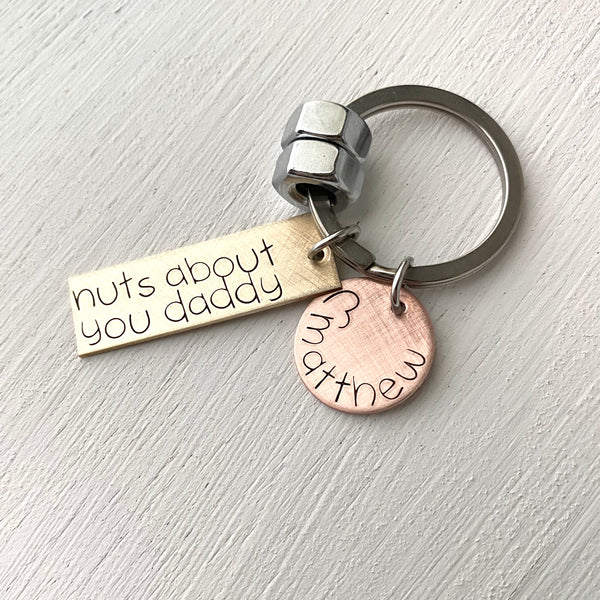 Nuts About You Daddy Keychain