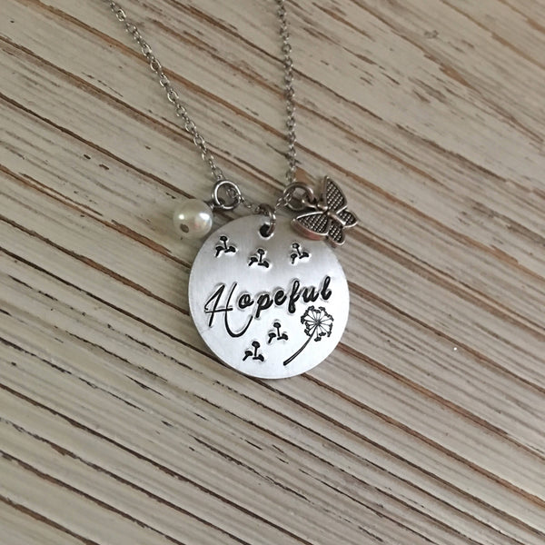Hopeful Hand Stamped Necklace - SoulCysterCreations