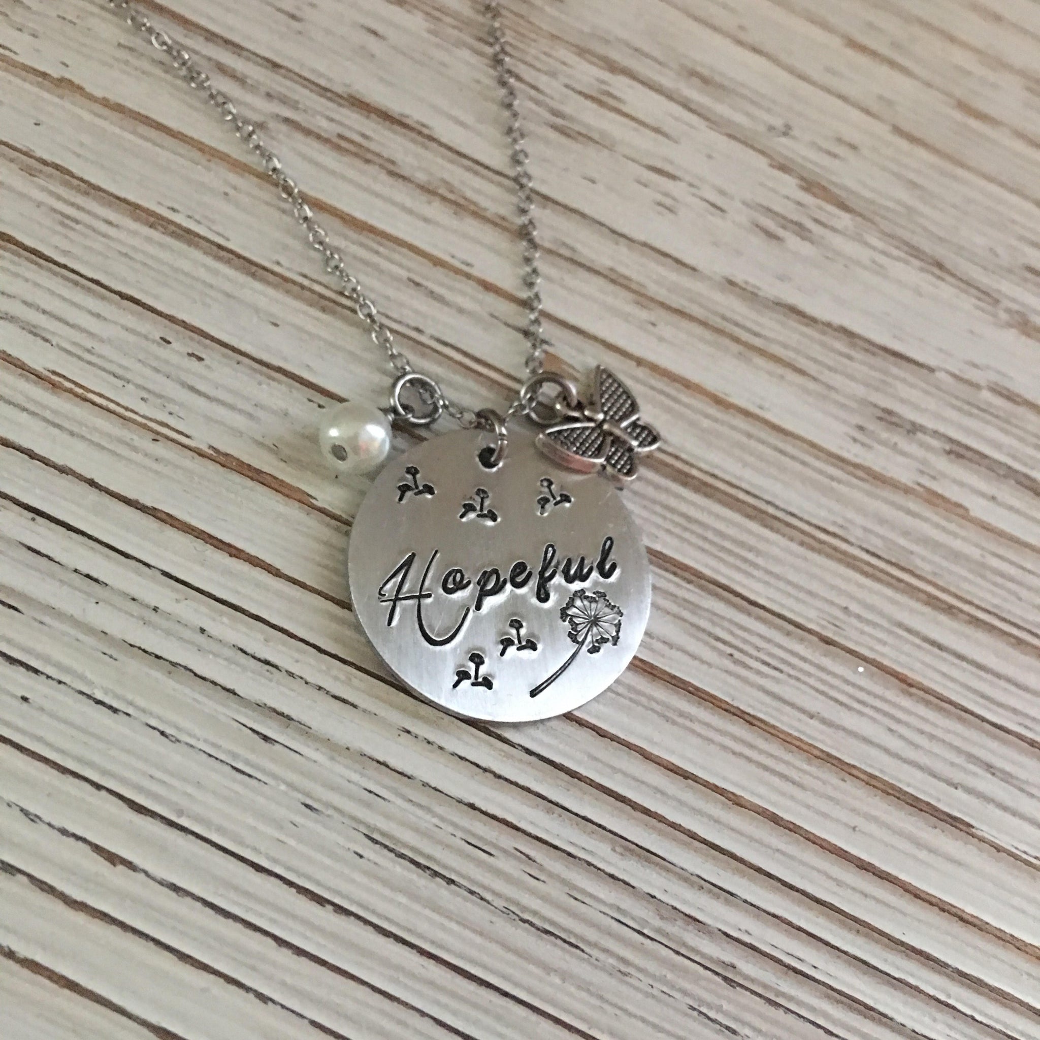 Hopeful Hand Stamped Necklace - SoulCysterCreations