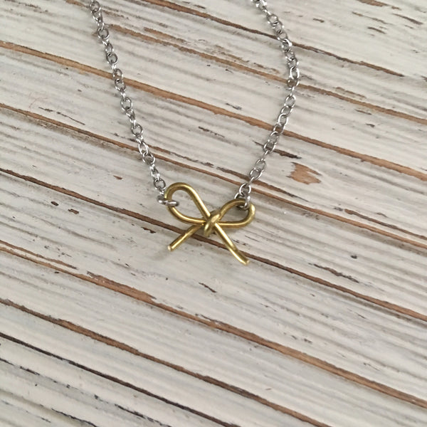 Until You Come Home Bow Necklace - SoulCysterCreations