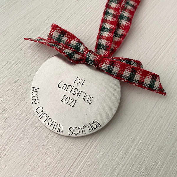 First Christmas Ornament: Gingham