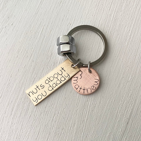 Nuts About You Daddy Keychain