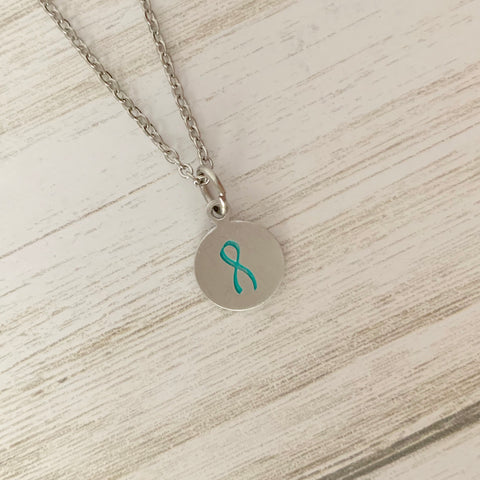 Hand Stamped Awareness Ribbon Necklace - SoulCysterCreations
