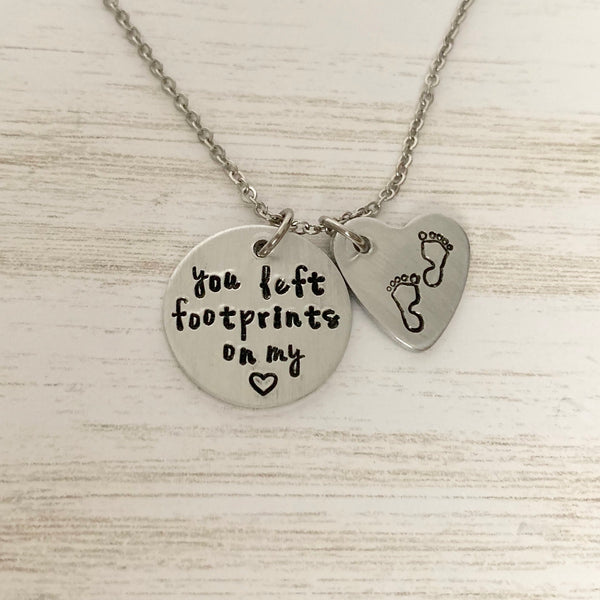 You Left Footprints on my Heart Necklace - SoulCysterCreations