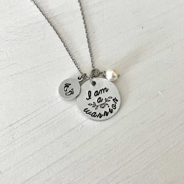 "I am a warrior" Infertility Necklace - SoulCysterCreations