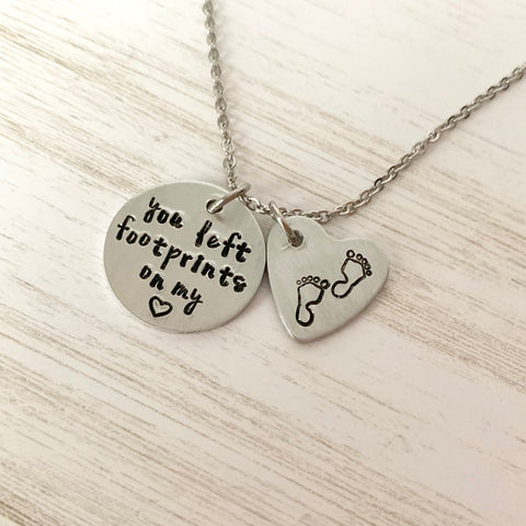 You Left Footprints on my Heart Necklace - SoulCysterCreations
