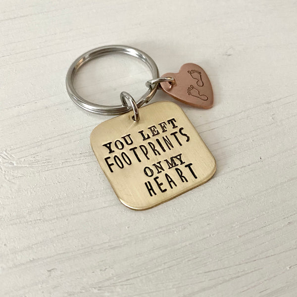 You Left Footprints on my Heart Keychain - SoulCysterCreations