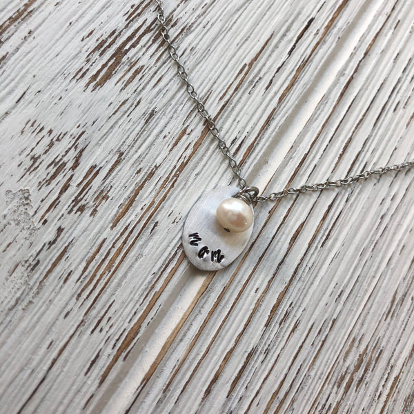 Hand Stamped Mom Necklace - SoulCysterCreations
