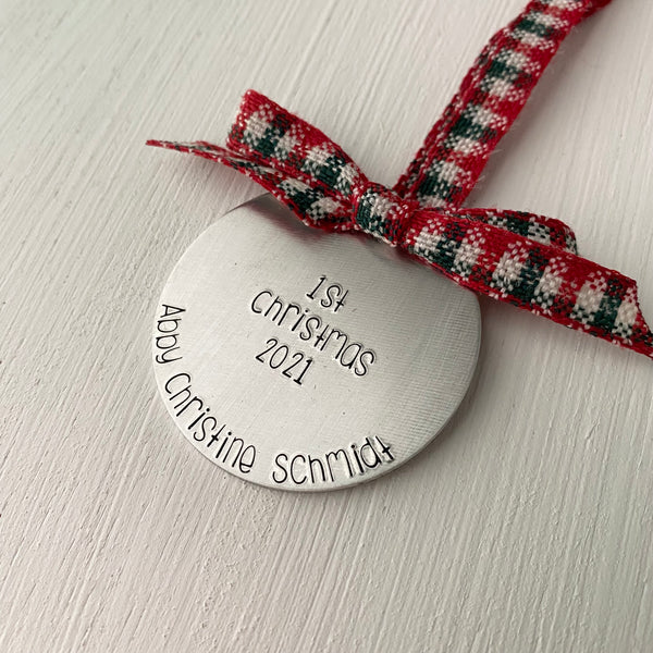 First Christmas Ornament: Gingham